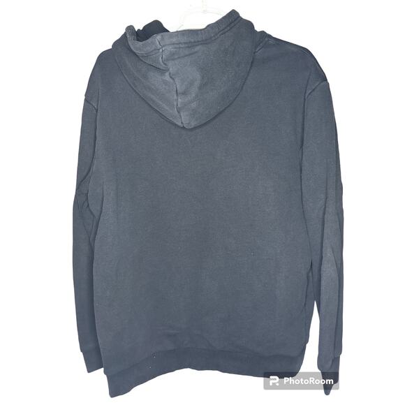 Adidas Embroidered Logo Black Hooded Drawstring Hoodie Long Sleeves Logo Size L - Picture 2 of 5